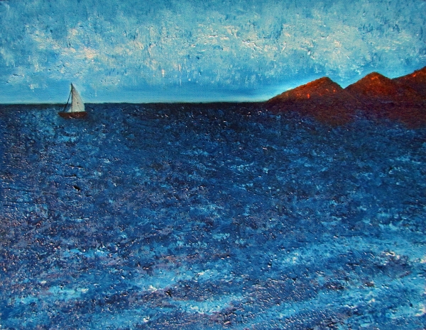 Lonely Sailboat - Almost Done - Impressionist Oil Painting